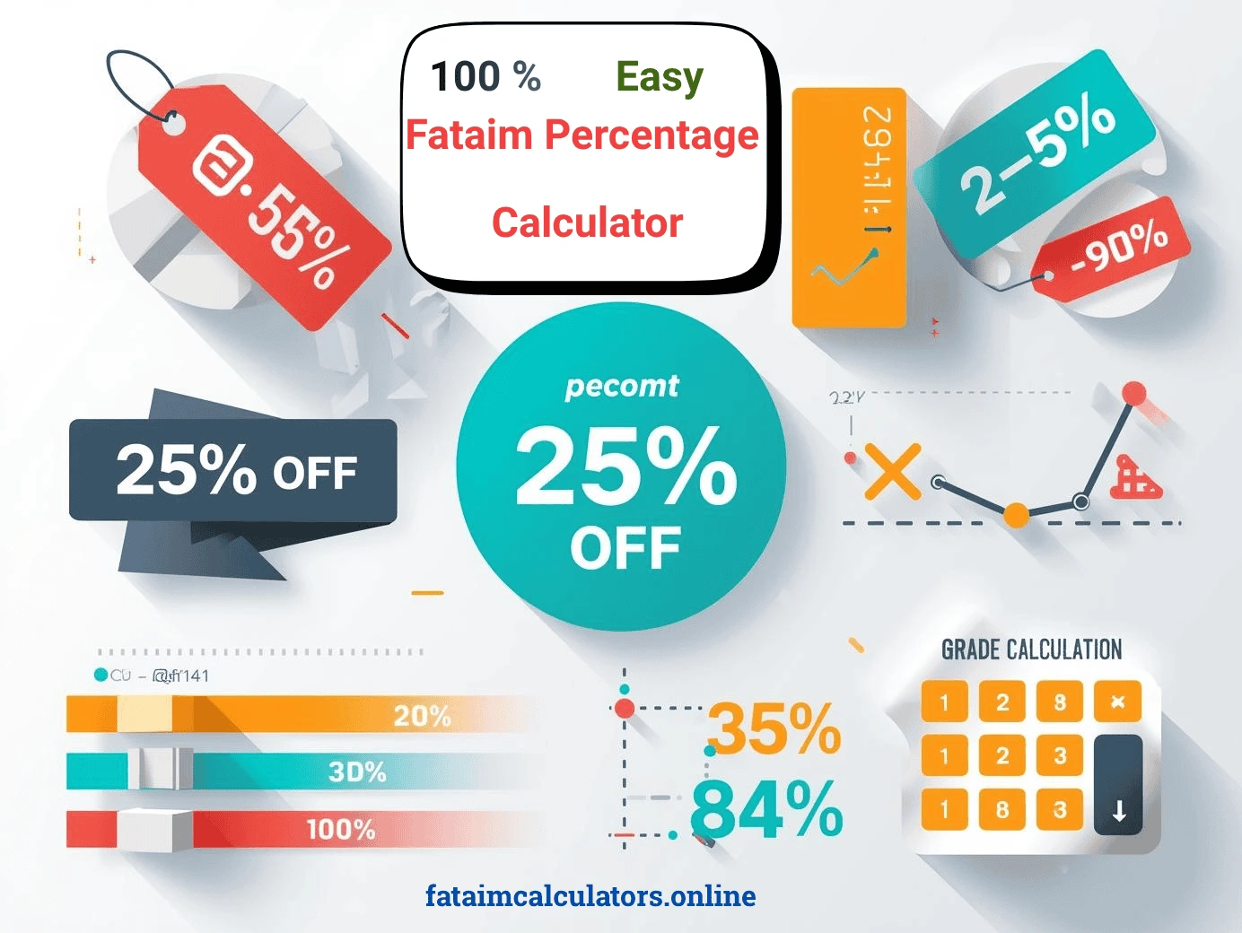 Percentage calculation visualization showing percentages and fractions