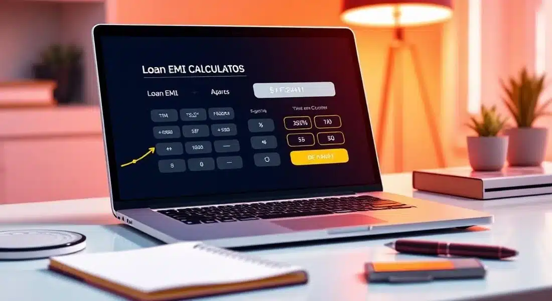 Loan EMI Calculator Interface showing financial calculations and results